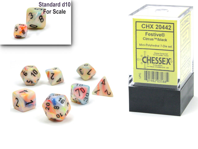 CHX 20442 Festive: Mini-Polyhedral Circus/black 7-Die set