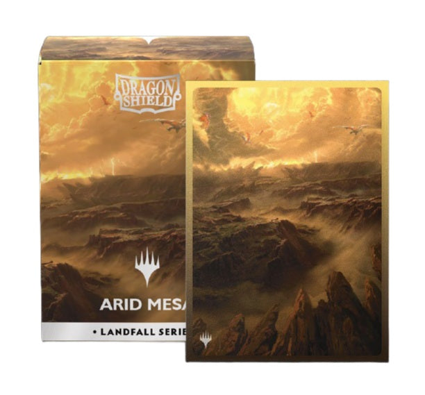 Dragon Shields: (100) Matte Dual Art - Magic the Gathering - Landfall Series - Arid Mesa (DISPLAY 10)