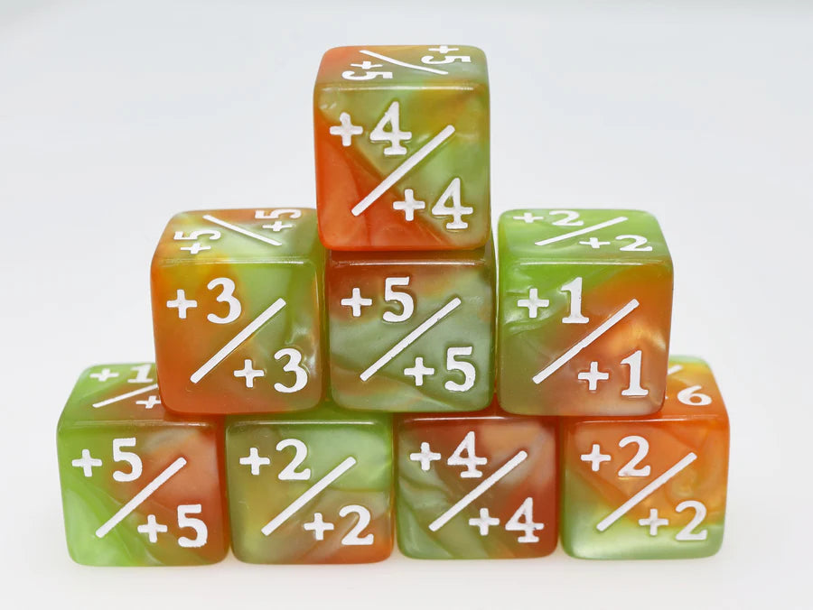 +1/+1 Green & Gold Counters for Magic - Set of 8
