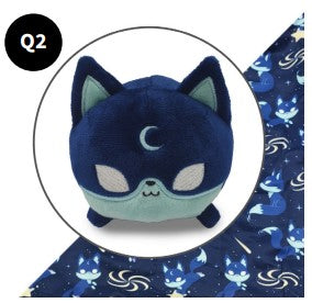 Plushie Tote Bag Dark Blue Moon Foxes Tote Bag + Plushie
