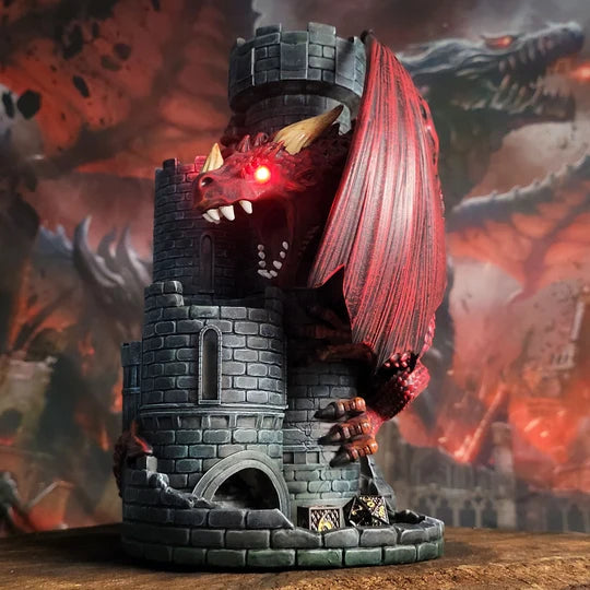 Forged Red Dragon Castle Resin Dice Tower