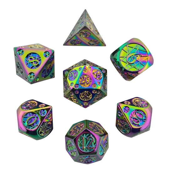 Tangled Void Spectrum Metal RPG Dice Set of 7