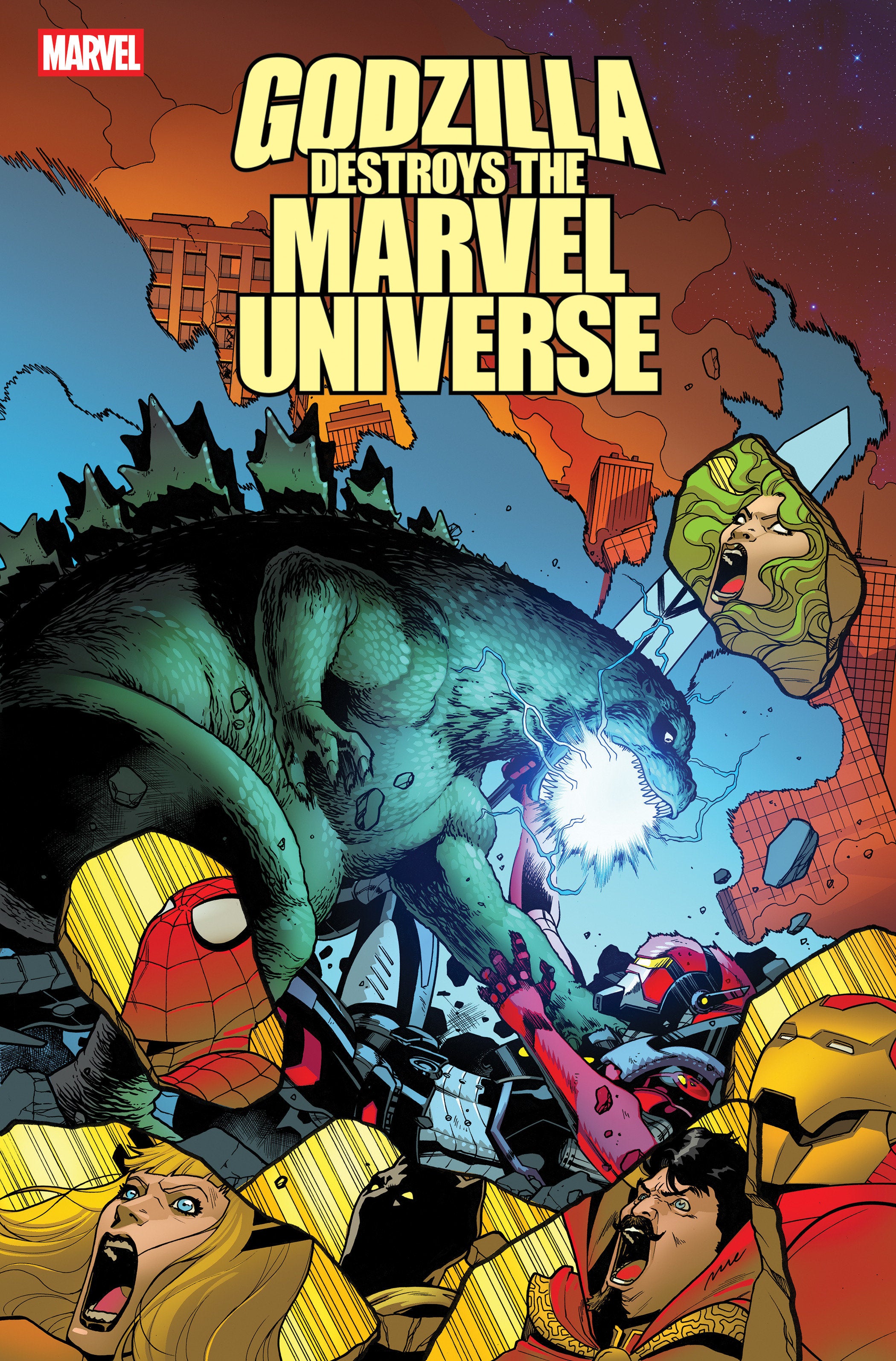 Godzilla Destroys The Marvel Universe #5 Pere Perez Variant