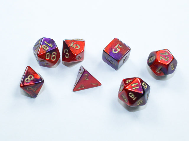 CHX 20626 Gemini: Mini-Polyhedral Purple-Red/gold 7-Die Set