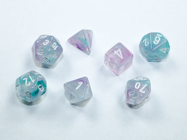 CHX 20545 Nebula: Mini-Polyhedral Wisteria/white 7-Die set