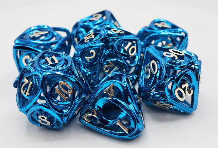 Hollow Hearts Bue Metal RPG Dice Set