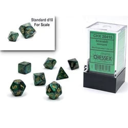 CHX 20415 Scarab: Mini-Polyhedral Jade/gold 7-Die Set