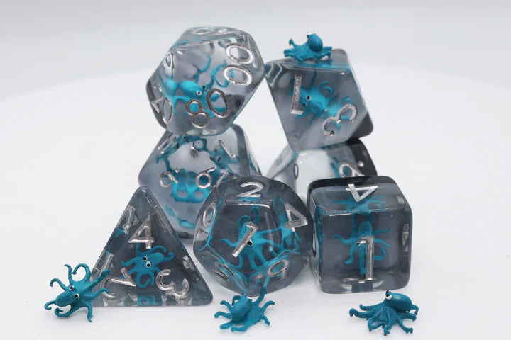 Teal Octopus Dice Set