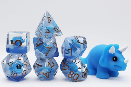 Blue Triceratops Dice Set