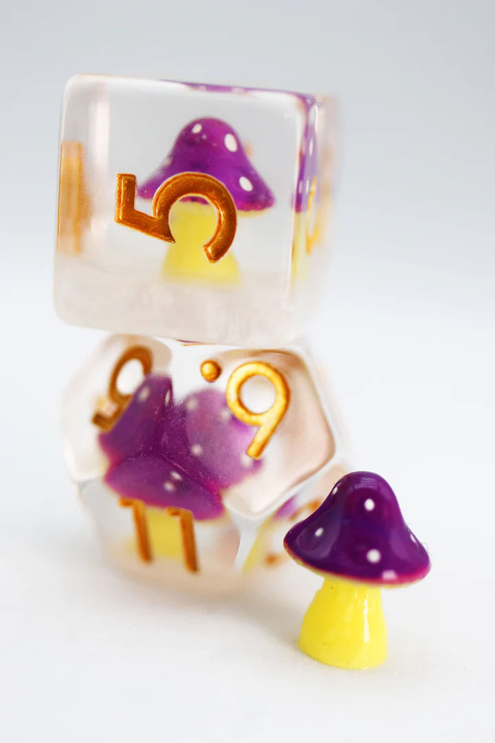 Purple Mushroom RPG Dice Set