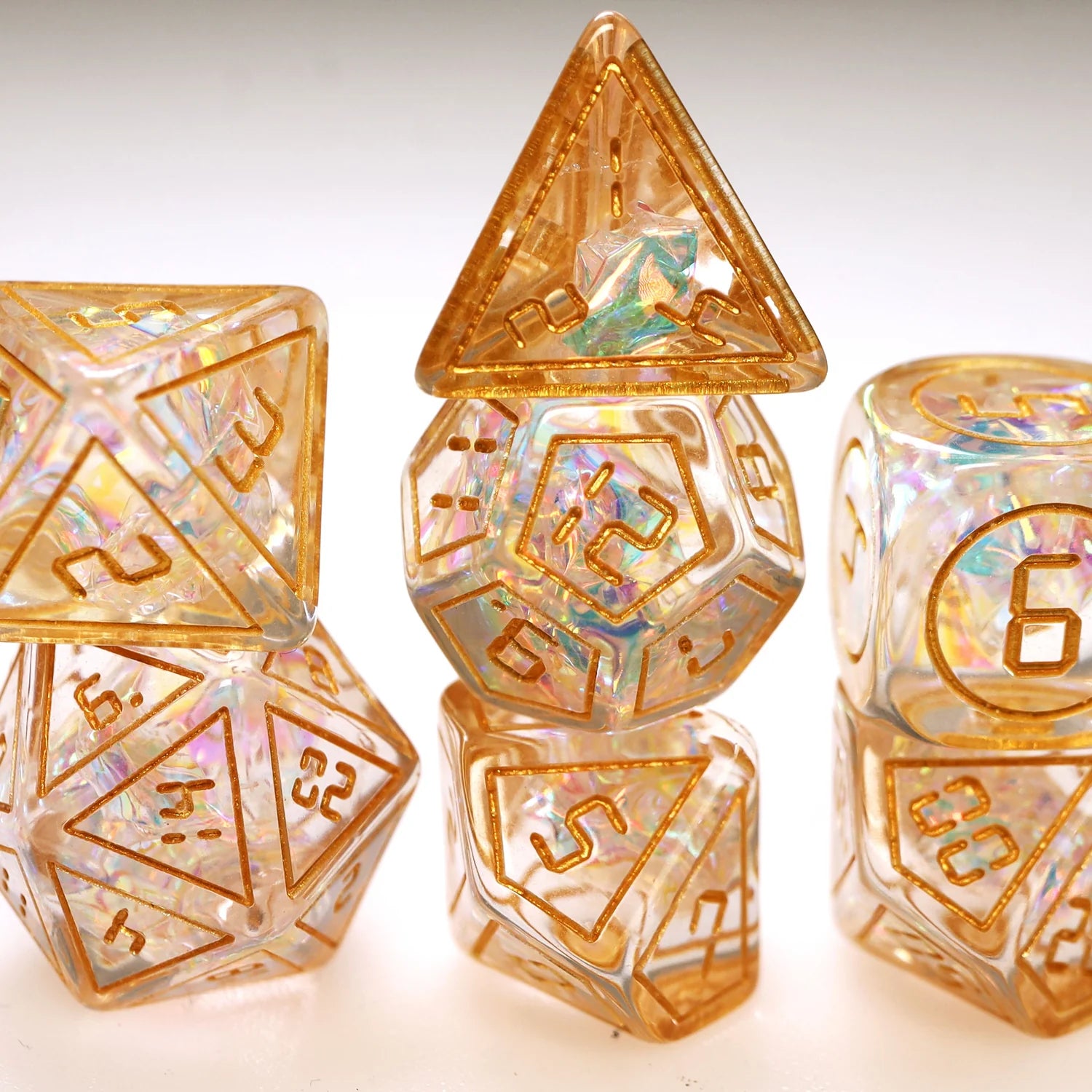 Cybernated Glass RPG Dice Set