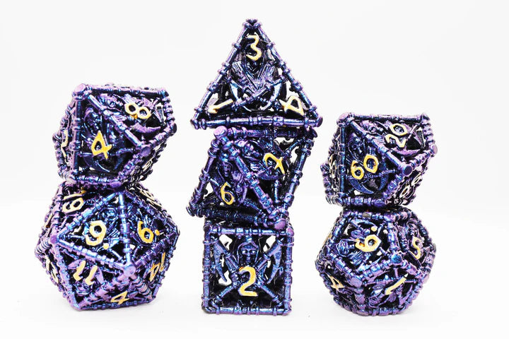 Grim Scythe Purple Metal Dice Set