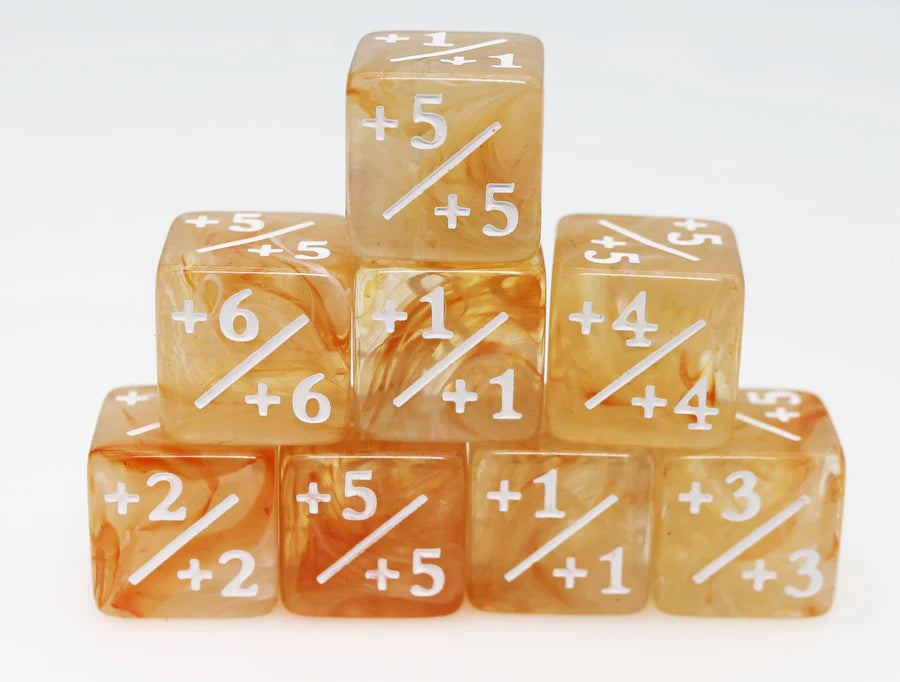 +1/+1 Orange & White Counters for Magic - Set of 8