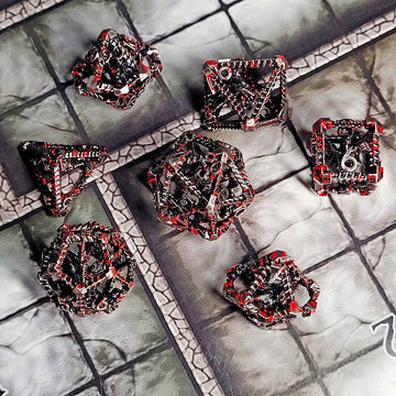 Dragon's Immure Silver Blood Hollow Metal RPG Dice Set