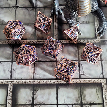 Dragon Rampant Copper Blue Hollow Metal RPG Dice Set