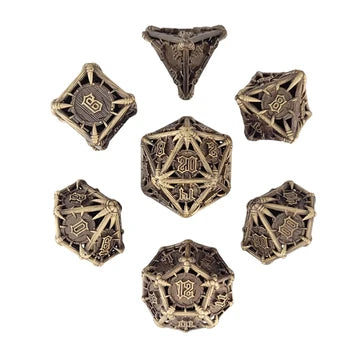 War Chief Bronze Hollow Metal RPG Dice Set