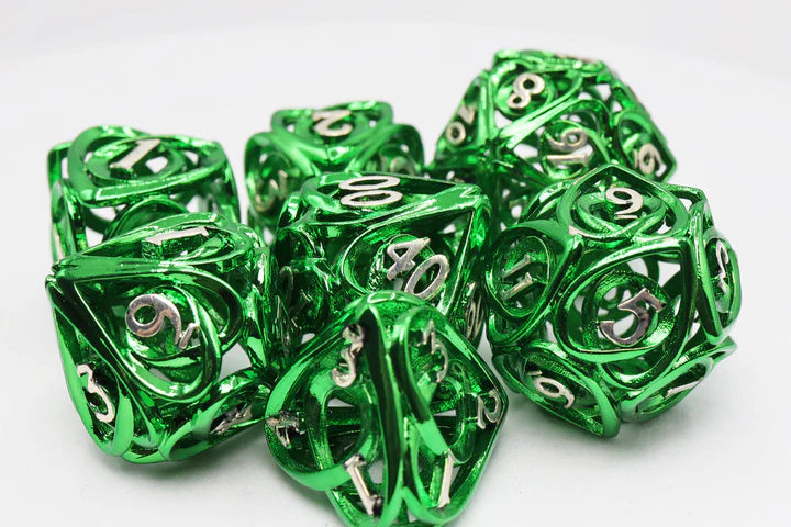 Hollow Hearts Green Metal RPG Dice Set
