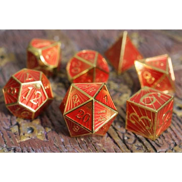 Deco Red Gold Metal Dice Set