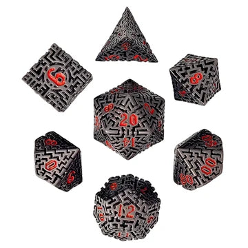 Mad Maze Hollow Metal RPG Dice Set of 7