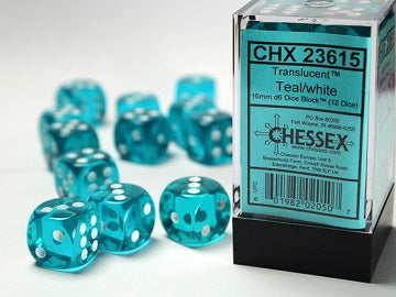CHX 23615  TRANSLUCENT 12D6 TEAL/WHITE 16MM