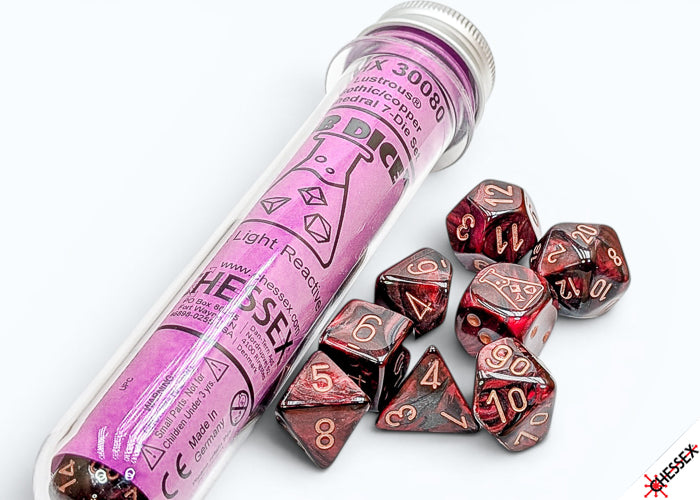 CHX 30080 LAB DICE 10 POLYHEDRAL 7-DIE SET LUSTROUS GOTHIC/COPPER