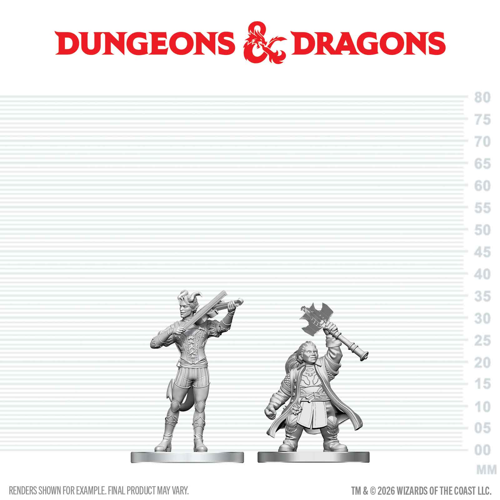 Dungeons & Dragons: Nolzur's Marvelous Unpainted Miniatures - W29 Tiefling Warlock & Dwarf Cleric
