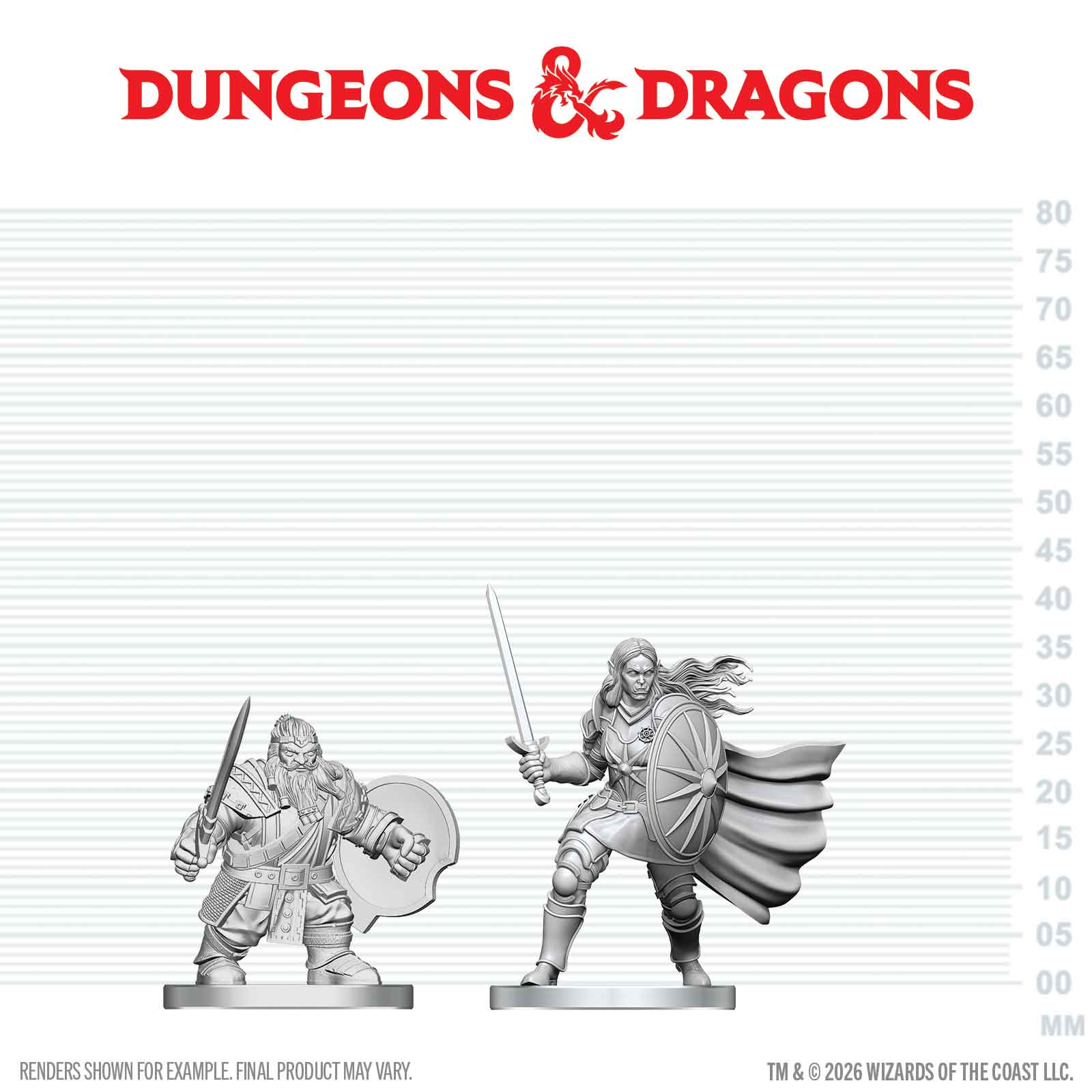 Dungeons & Dragons: Nolzur's Marvelous Unpainted Miniatures - W29 Dwarf Fighter & Orc Paladin