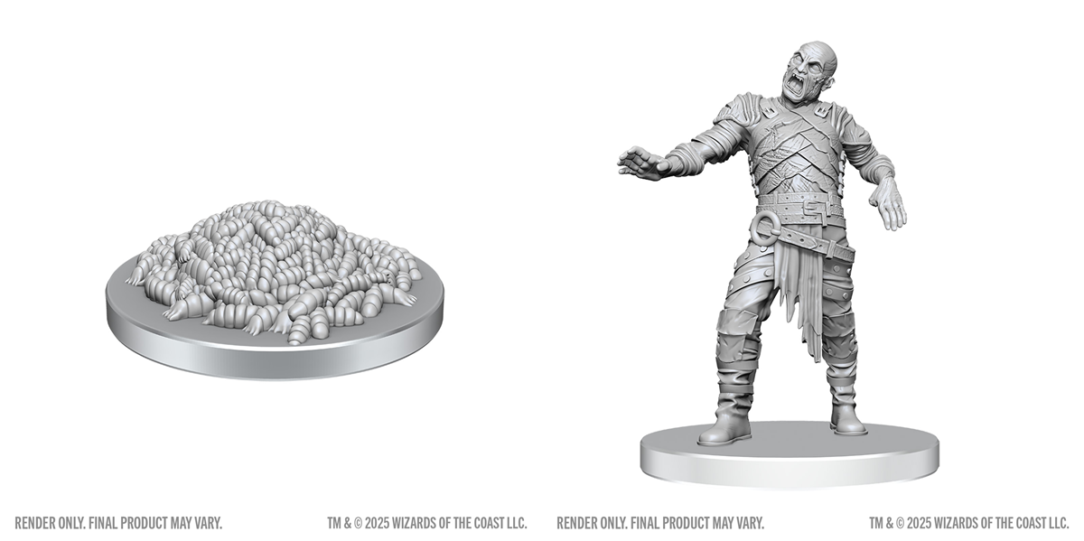 Dungeons & Dragons: Nolzur's Marvelous Unpainted Miniatures - W28 Swarm of Rot Grubs & Rot Grub Victim