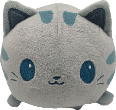 Plushie Tote Bag: Light Blue Knitting Tote Bag + Light Gray Cat Plushie