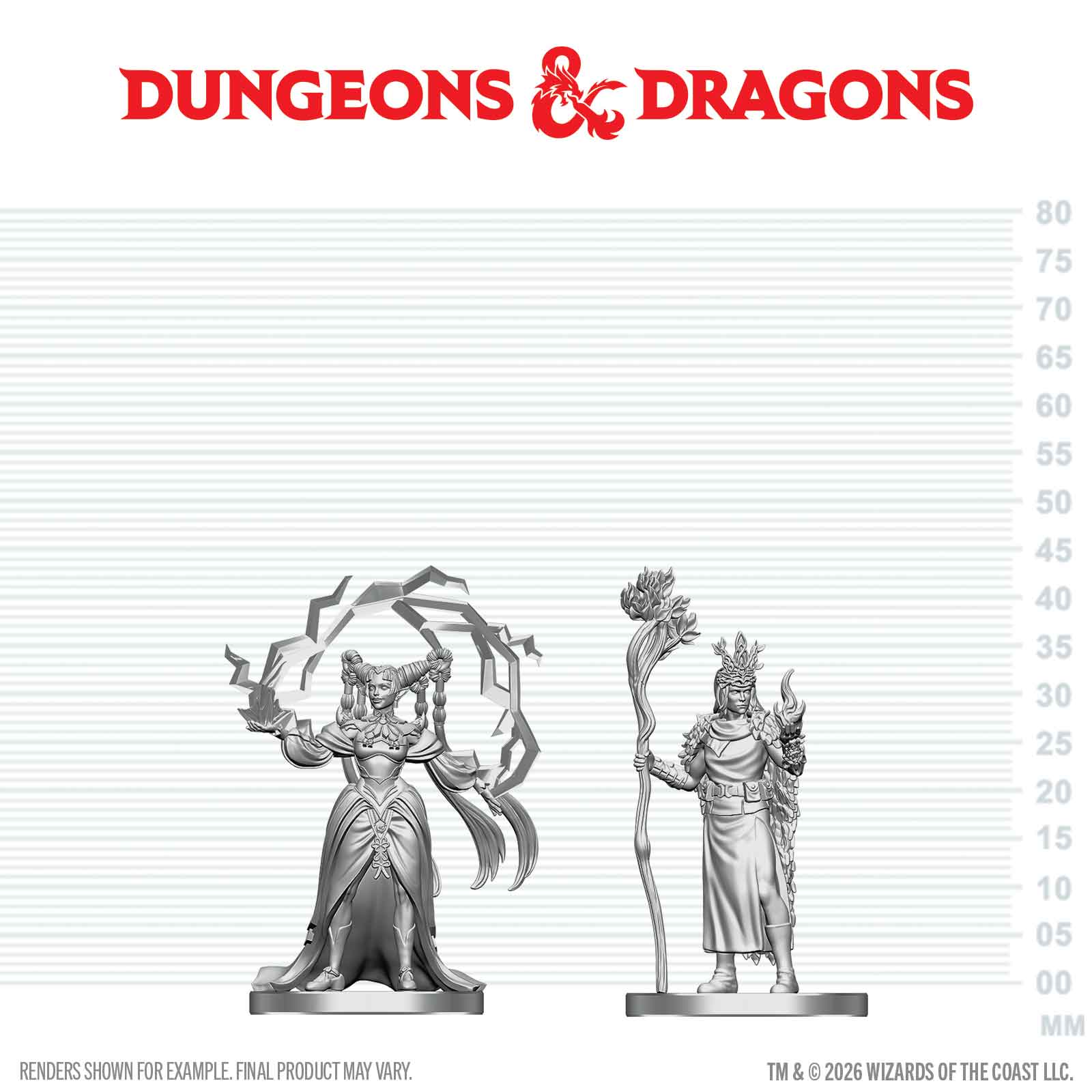 Dungeons & Dragons: Nolzur's Marvelous Unpainted Miniatures - W29 Human Druid & Elf Sorcerer