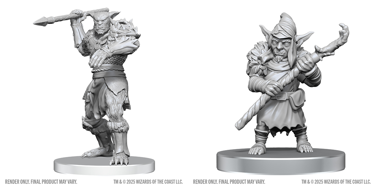 Dungeons & Dragons: Nolzur's Marvelous Unpainted Miniatures - W28 Bugbear Stalker & Goblin Hexer