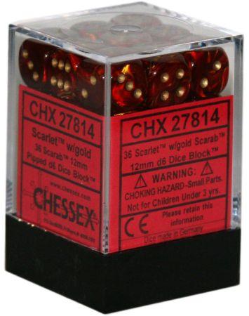 CHX 27814 SCARAB 36D6 SCARLET/GOLD 12MM