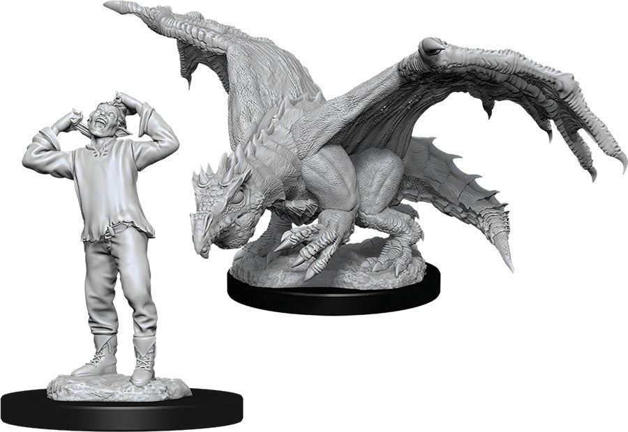 Dungeons & Dragons: Nolzur's Marvelous Unpainted Miniatures - W11 Green Dragon Wyrmling & Afflicted Elf
